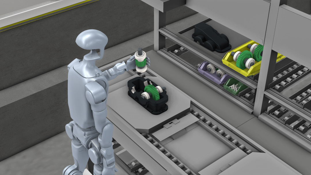 Das Projekt »KMUmanoid« erprobt praktische Einsatzszenarien für humanoide Roboter im Mittelstand – drei in Simulationen, eines als realen Demonstrator. - Bild: Fraunhofer IPA Das Projekt »KMUmanoid« erprobt praktische Einsatzszenarien für humanoide Roboter im Mittelstand – drei in Simulationen, eines als realen Demonstrator. - Bild: Fraunhofer IPA