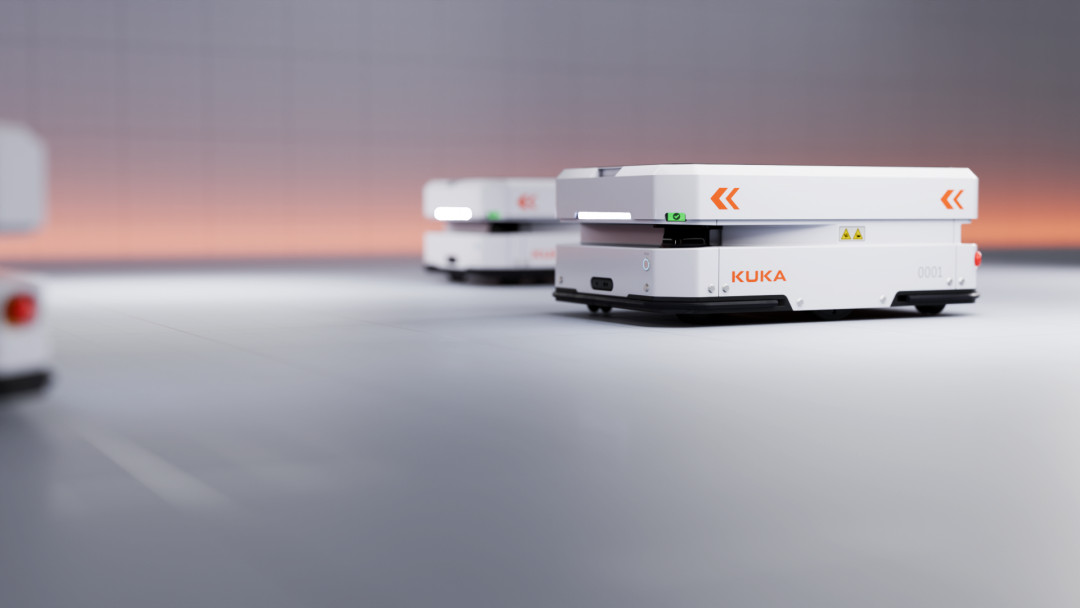 Die neue mobile Plattform von KUKA kann Waren und Bauteile bis zu 250 Kilogramm transportieren. - © KUKA Die neue mobile Plattform von KUKA kann Waren und Bauteile bis zu 250 Kilogramm transportieren. - © KUKA