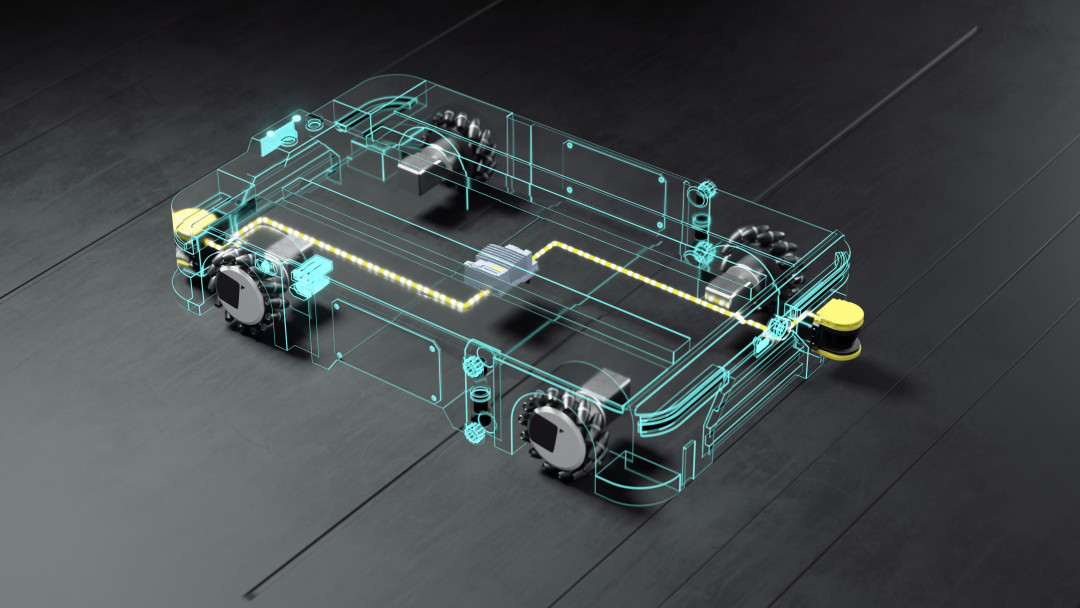 Softwarelösung Safe Velocity ermöglicht, die Geschwindigkeit selbstfahrender Fahrzeuge fehlersicher zu überwachen. - © Siemens Softwarelösung Safe Velocity ermöglicht, die Geschwindigkeit selbstfahrender Fahrzeuge fehlersicher zu überwachen. - © Siemens